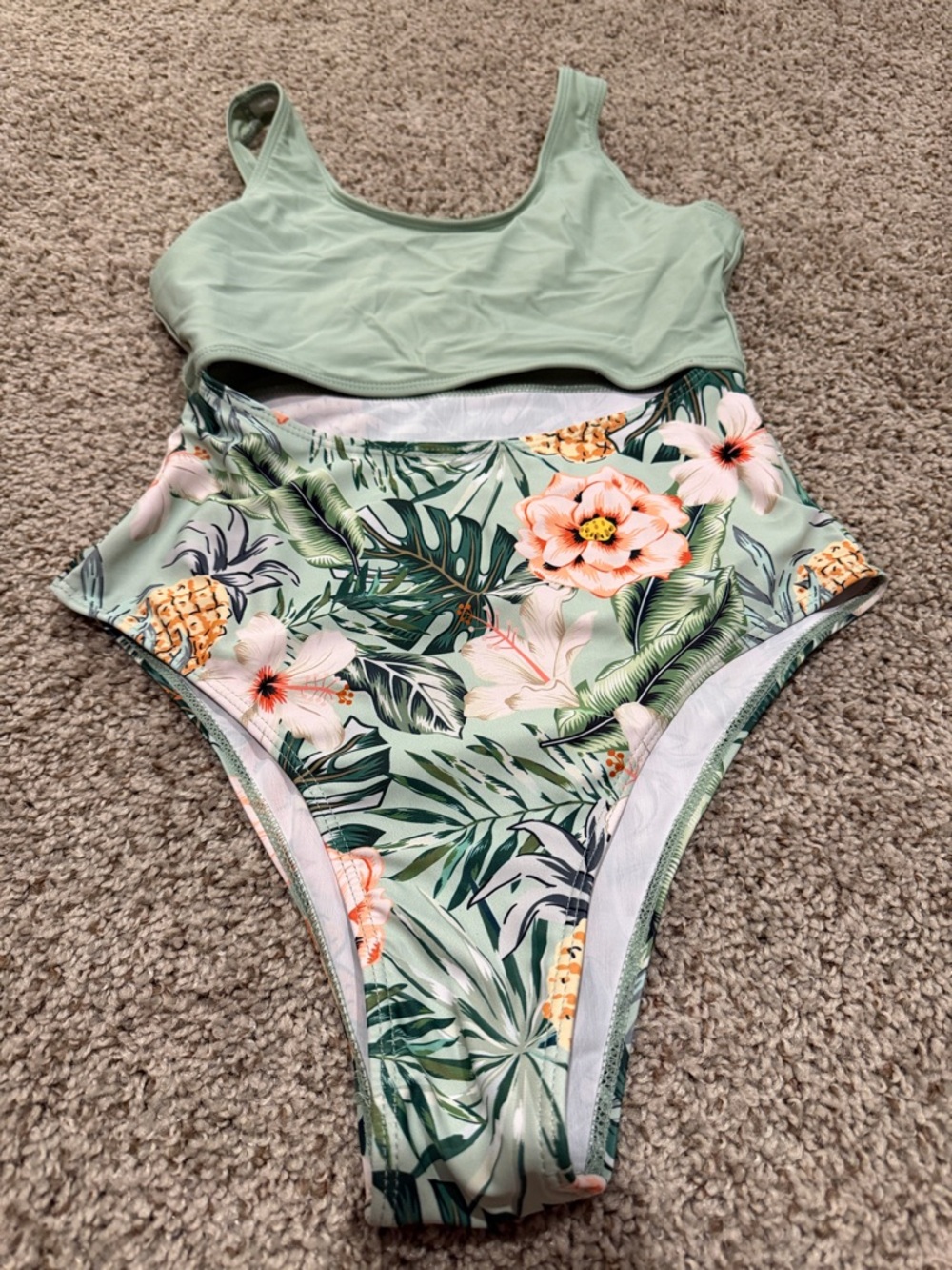Mint Green Tropical Two-Piece Swimsuit